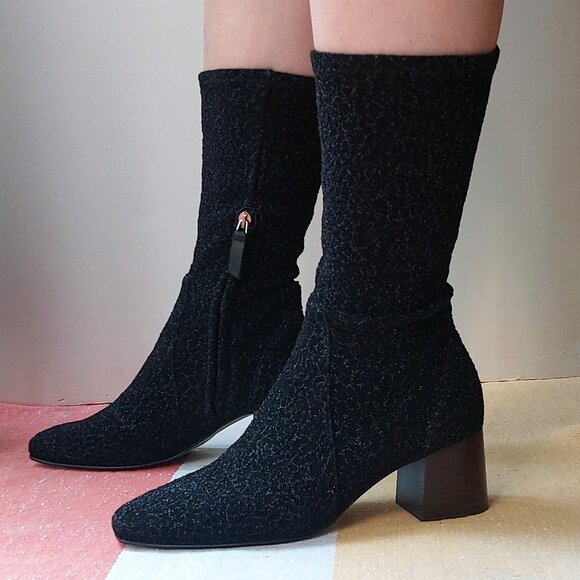Andre Assous Shoes - NEW Fits like 9.5 - Textile Mid-Calf Womens Boots Leather Sock